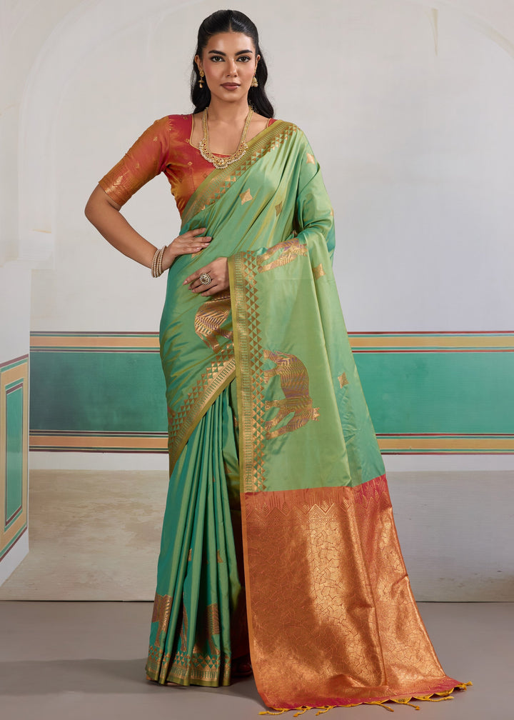 Sea green Pure Silk Saree