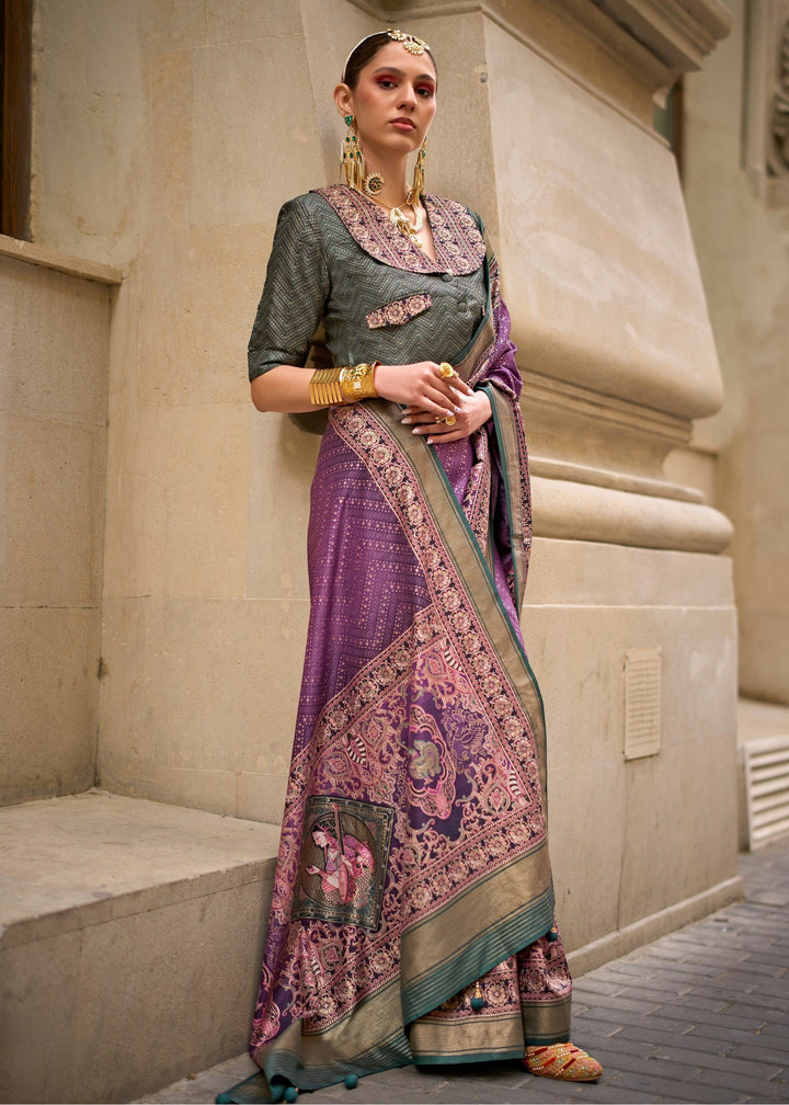 Purple Poly Viscose Silk Saree