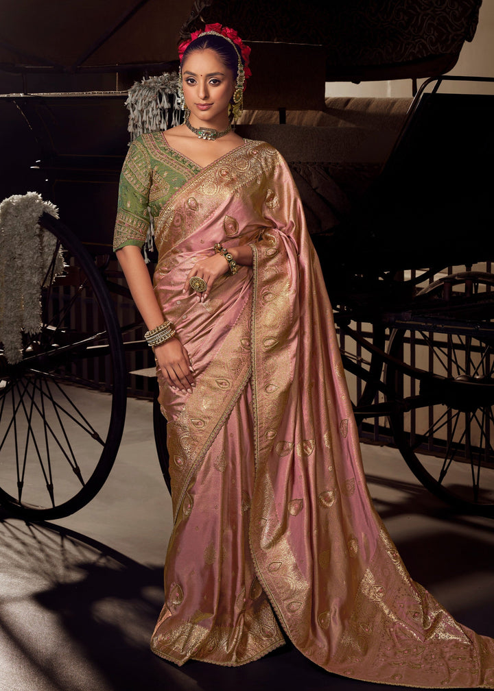 Shades of Pink Viscose Tissue Silk Saree