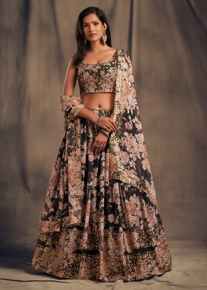 Black Organza Lehenga with Dupatta