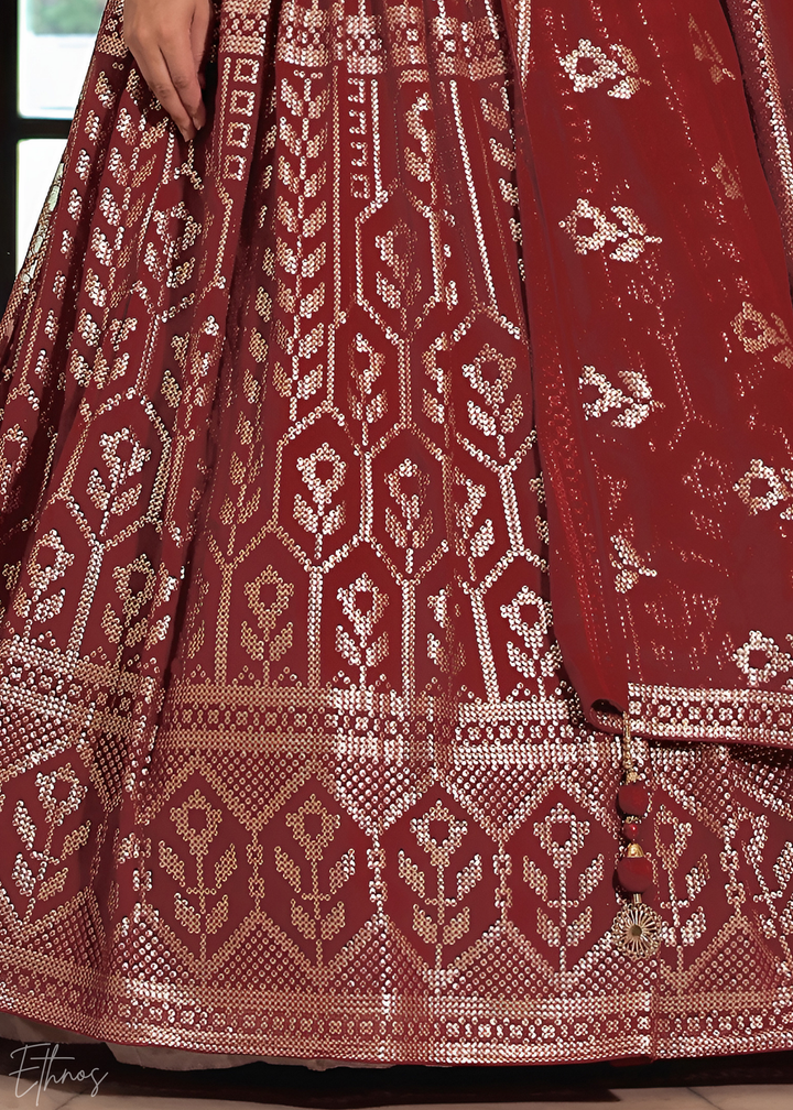 Ruby Red Georgette Lehenga Choli