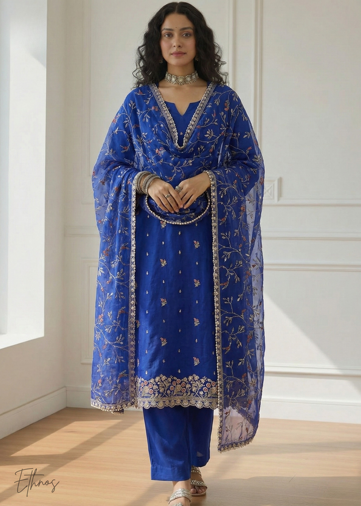 Royal Blue Organza Salwar Suit