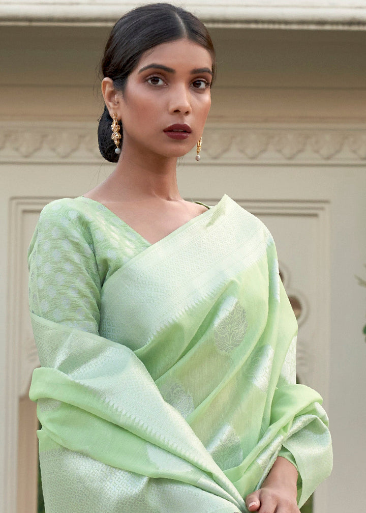 Melody Green Linen Silk Saree
