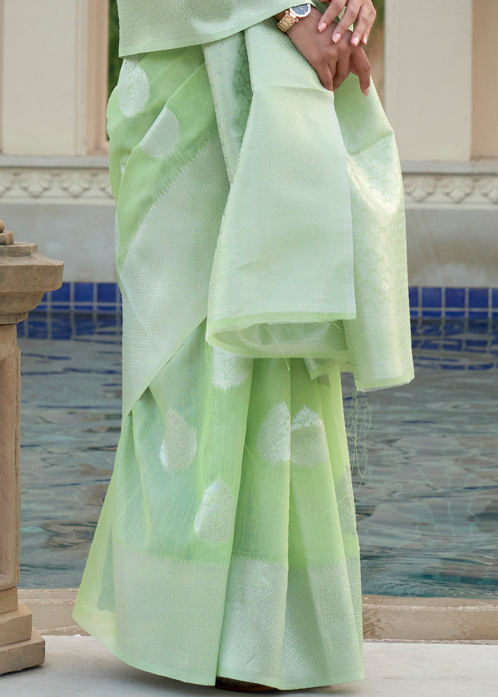 Melody Green Linen Silk Saree