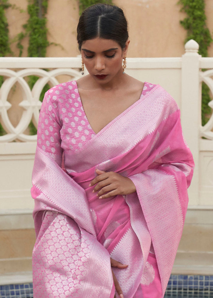Ultra Pink Linen Silk Saree