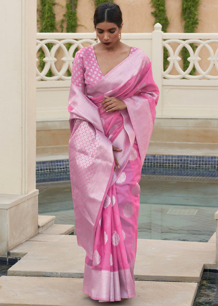 Ultra Pink Linen Silk Saree