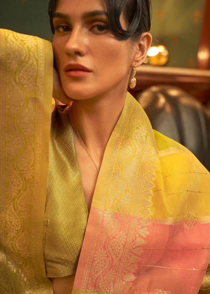 Green Multicolour Organza Silk Saree