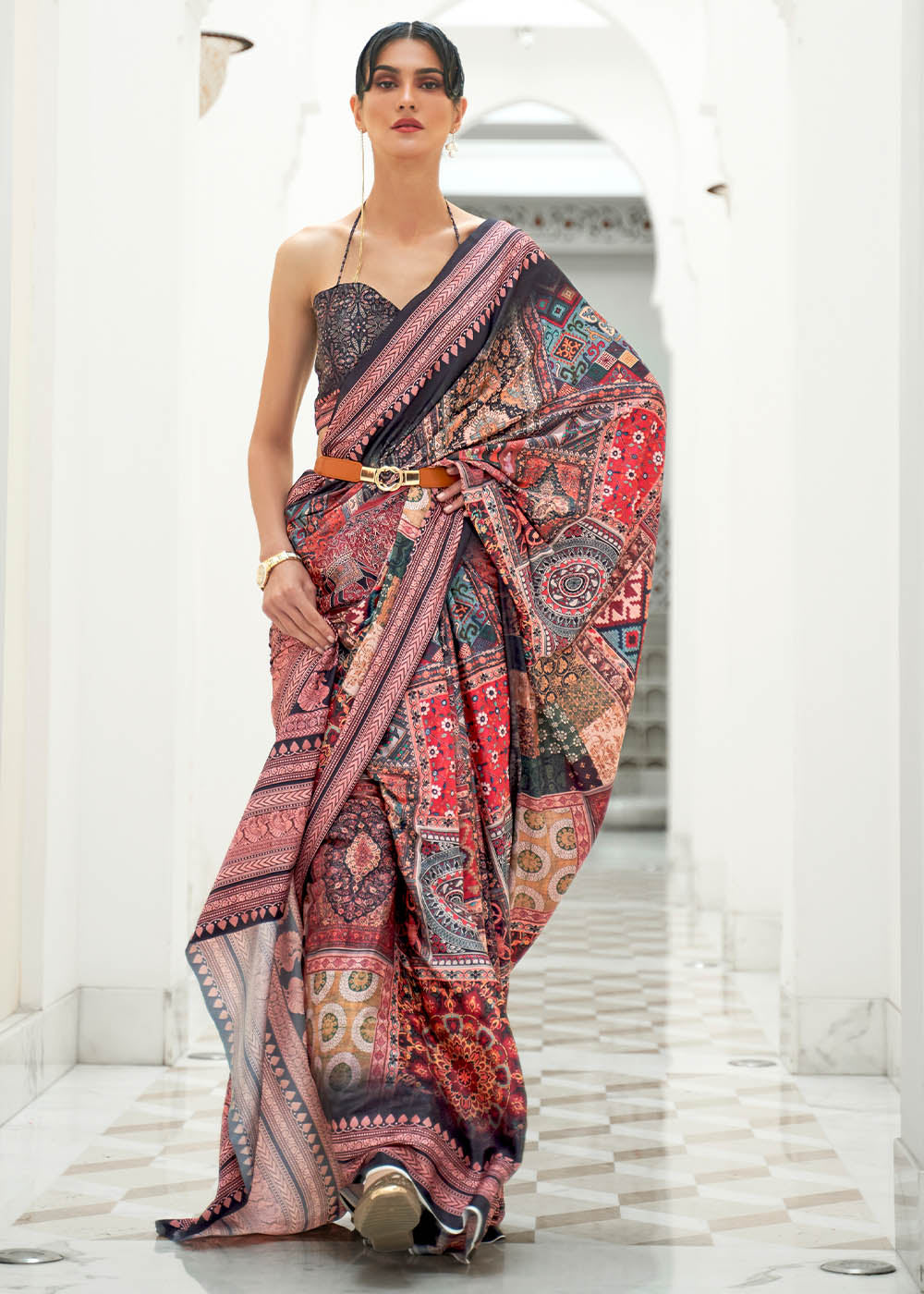 Multi Colour Digital Printed Crepe Silk Saree : Top Pick