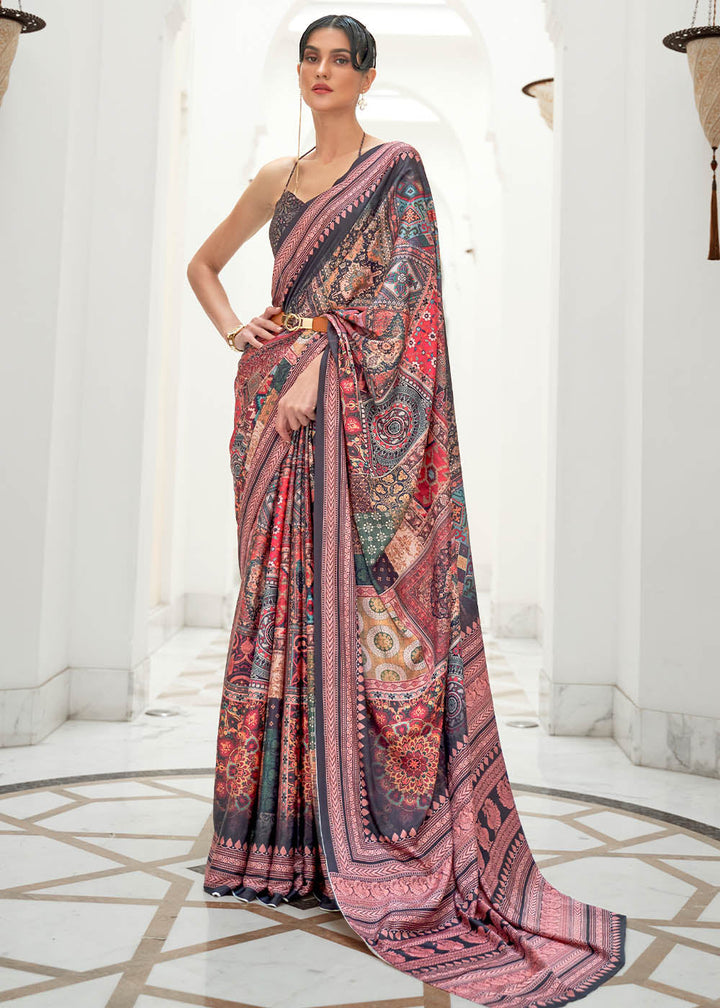 Multi Colour Digital Printed Crepe Silk Saree : Top Pick