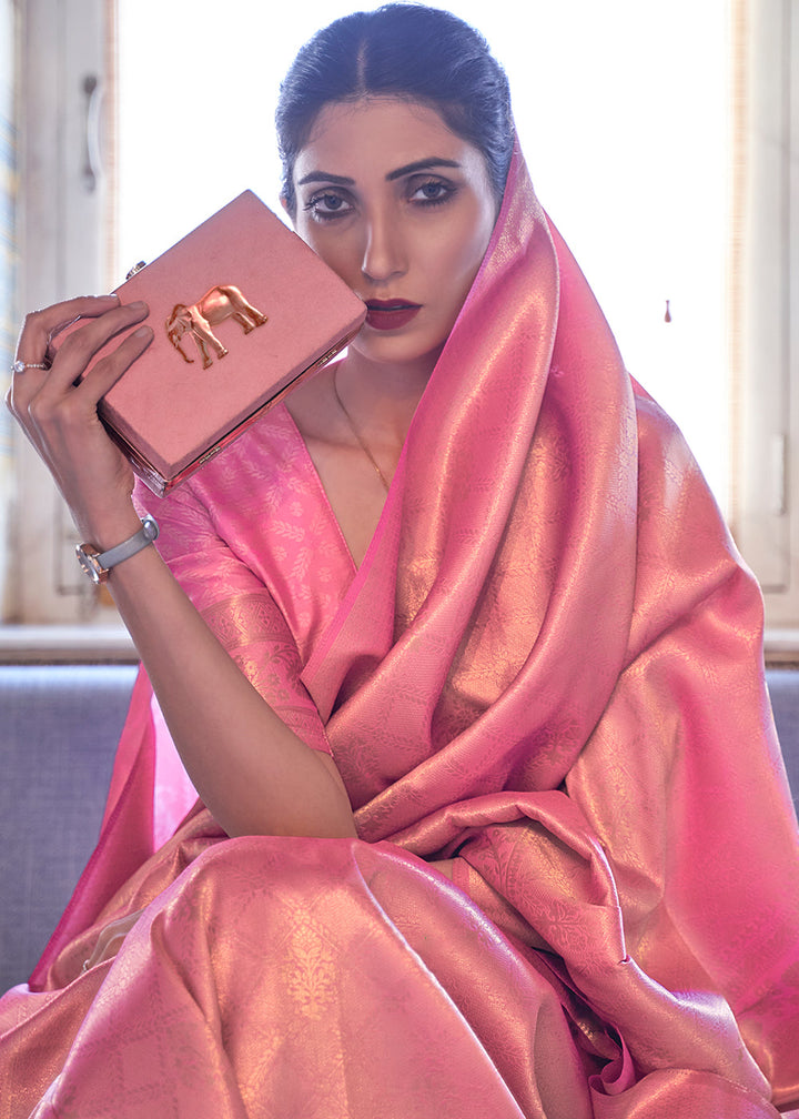 Mauvelous Pink Soft Handloom Weave Kanjivaram Silk Saree : Top Pick