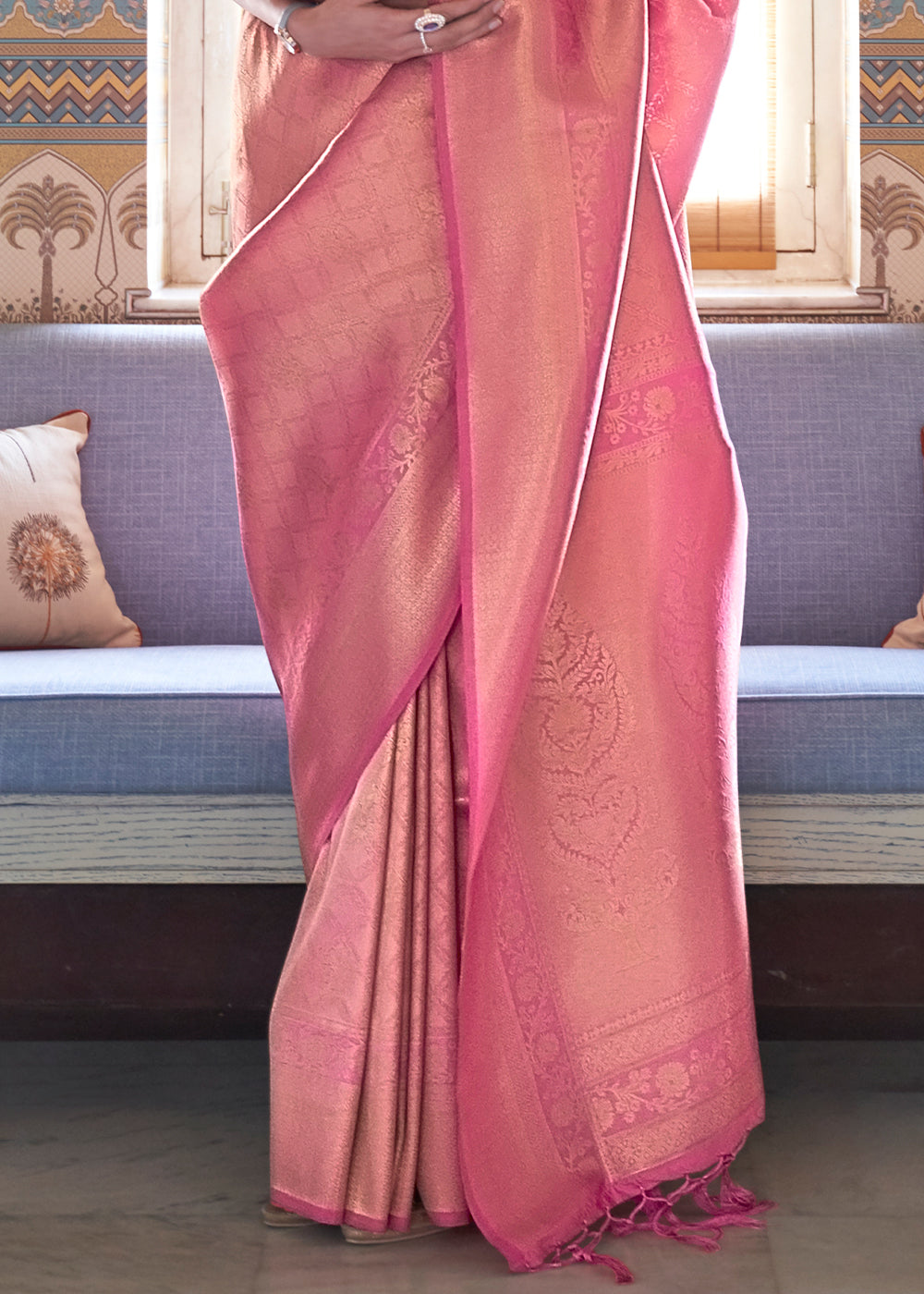 Mauvelous Pink Soft Handloom Weave Kanjivaram Silk Saree : Top Pick