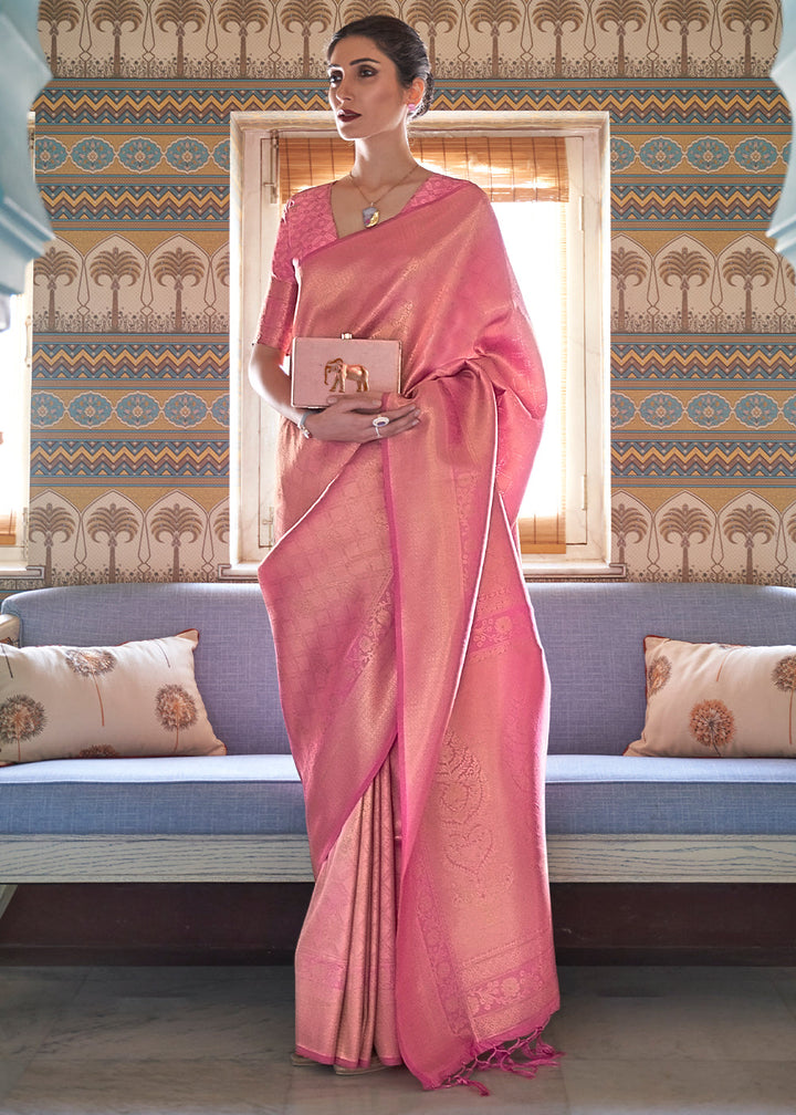 Mauvelous Pink Soft Handloom Weave Kanjivaram Silk Saree : Top Pick
