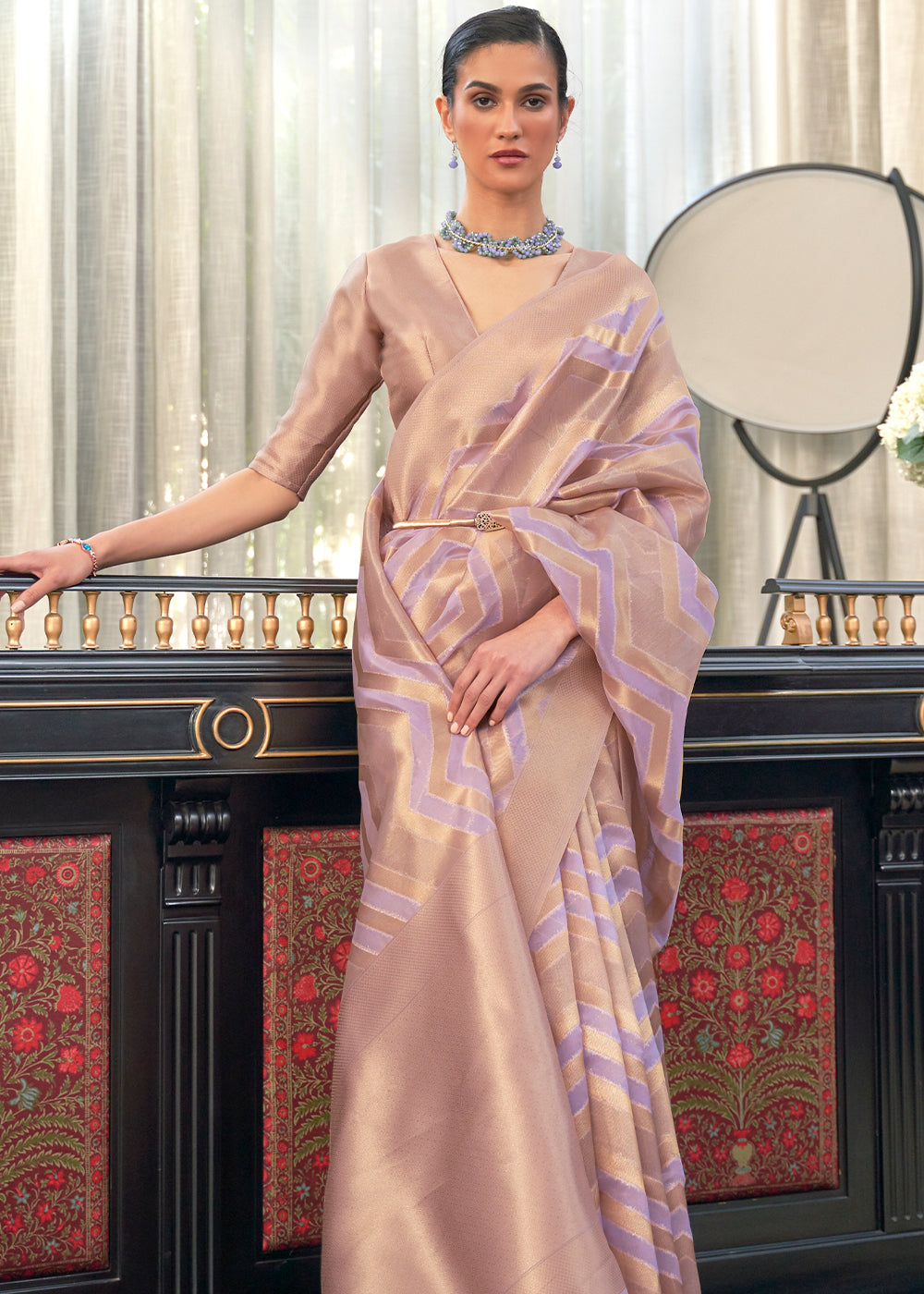 Moderate Purple Organza Silk Saree