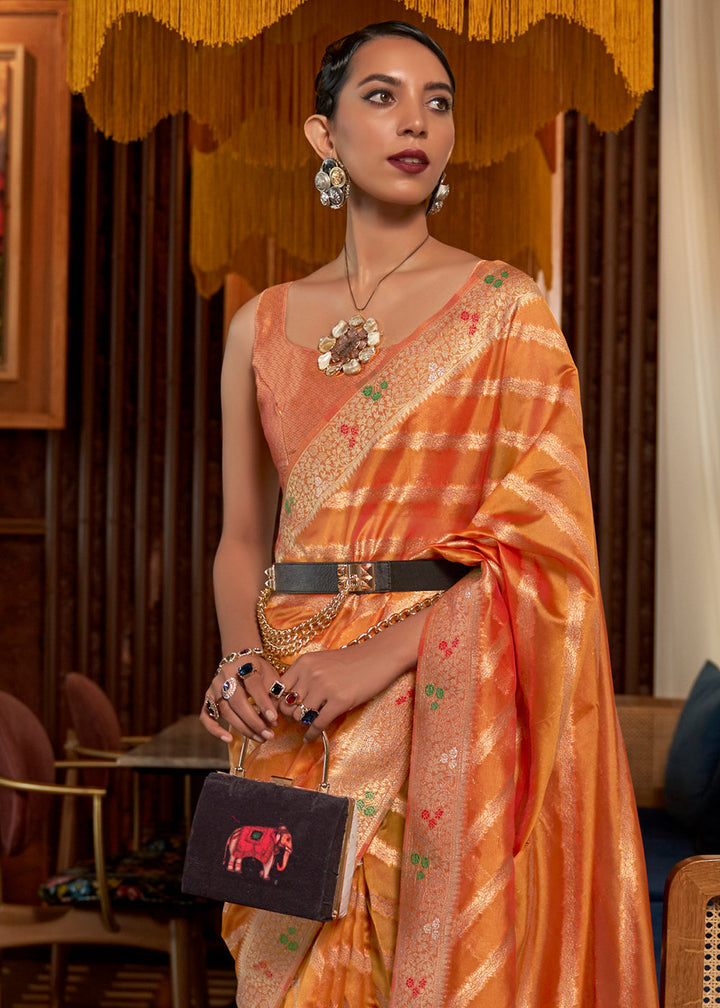 Pumpkin Orange Organza Silk Saree