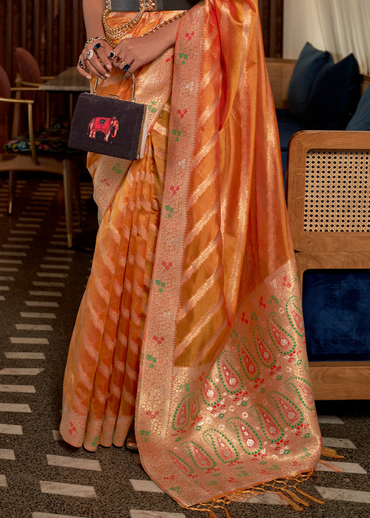 Pumpkin Orange Organza Silk Saree