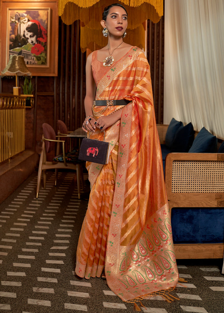 Pumpkin Orange Organza Silk Saree