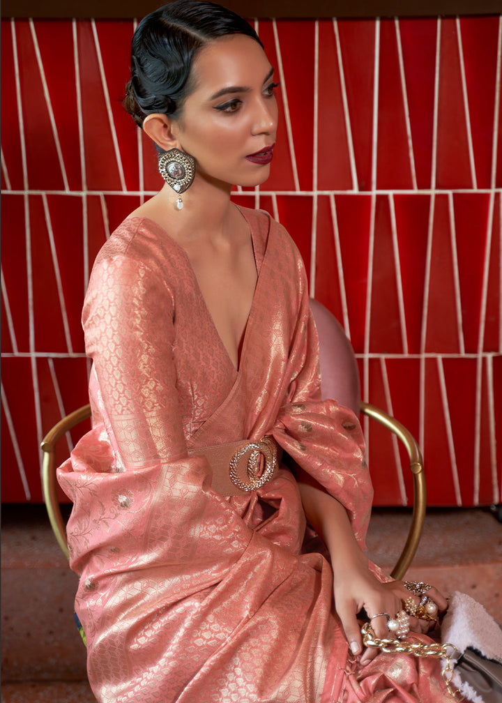Brink Pink Tussar Silk Saree