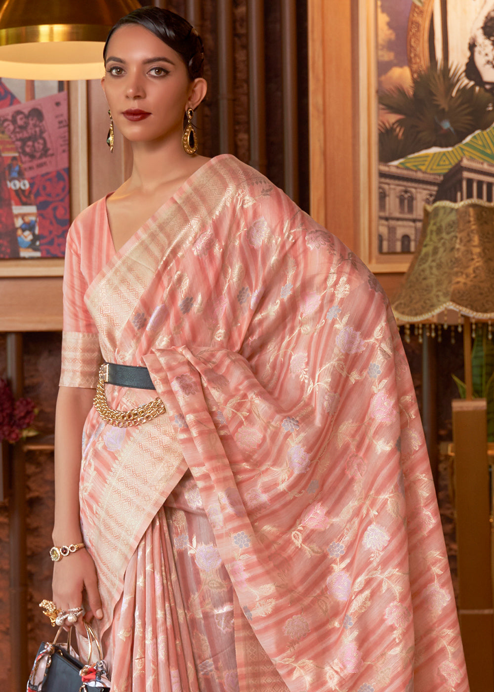 Shades Of Pink Linen Silk Saree