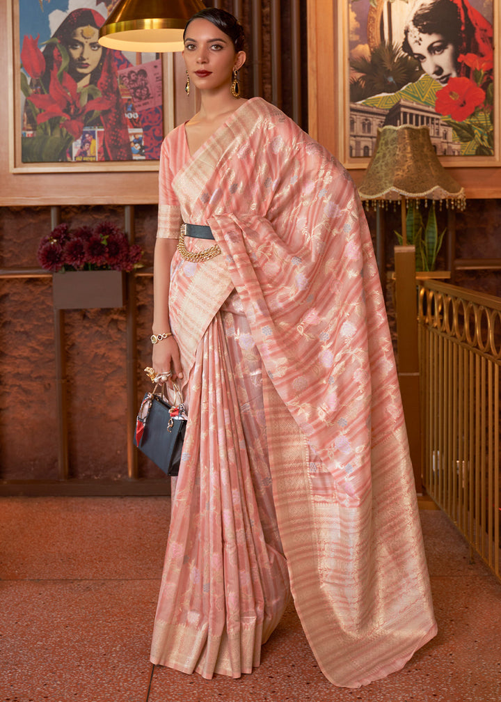 Shades Of Pink Linen Silk Saree