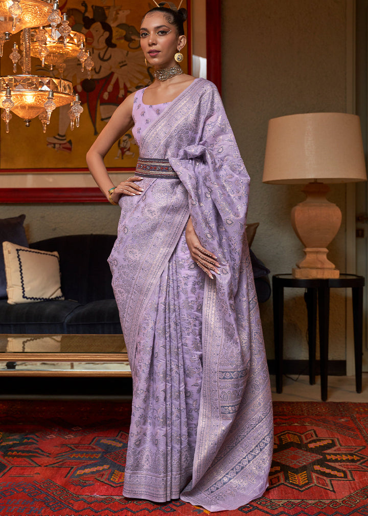 Ube Purple Kashmiri Cotton Silk Saree