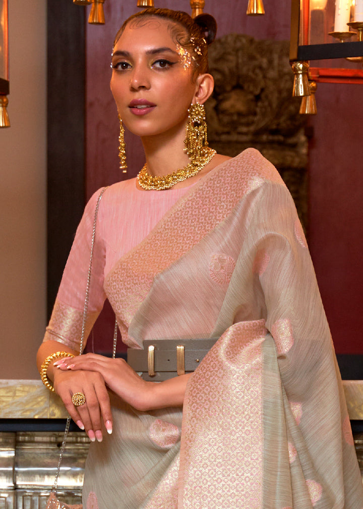 Trout Grey Linen Silk Saree : Top Pick