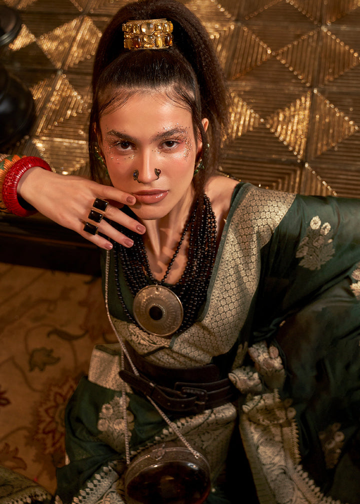 Sacramento Green Woven Khaddi Georgette Saree