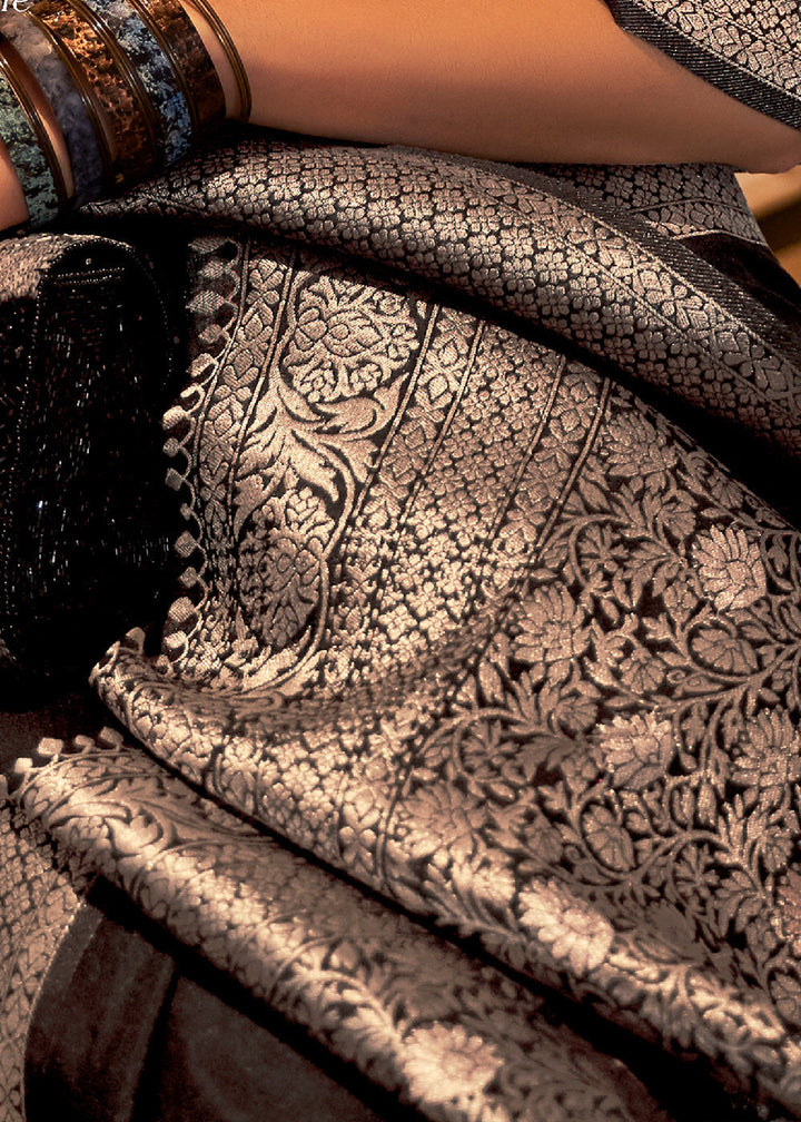 Raven Black Khaddi Georgette Saree