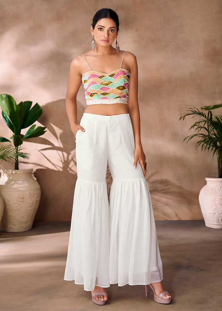 White Georgette Handwork Co-ord Set