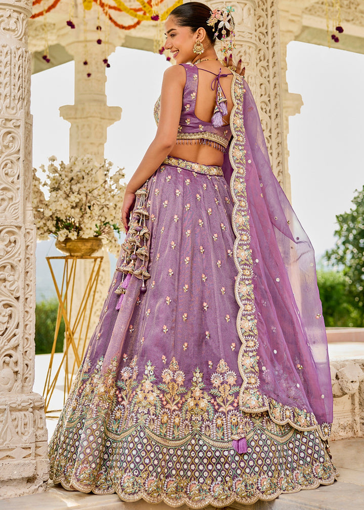 Purple Satin Silk Lehenga Choli