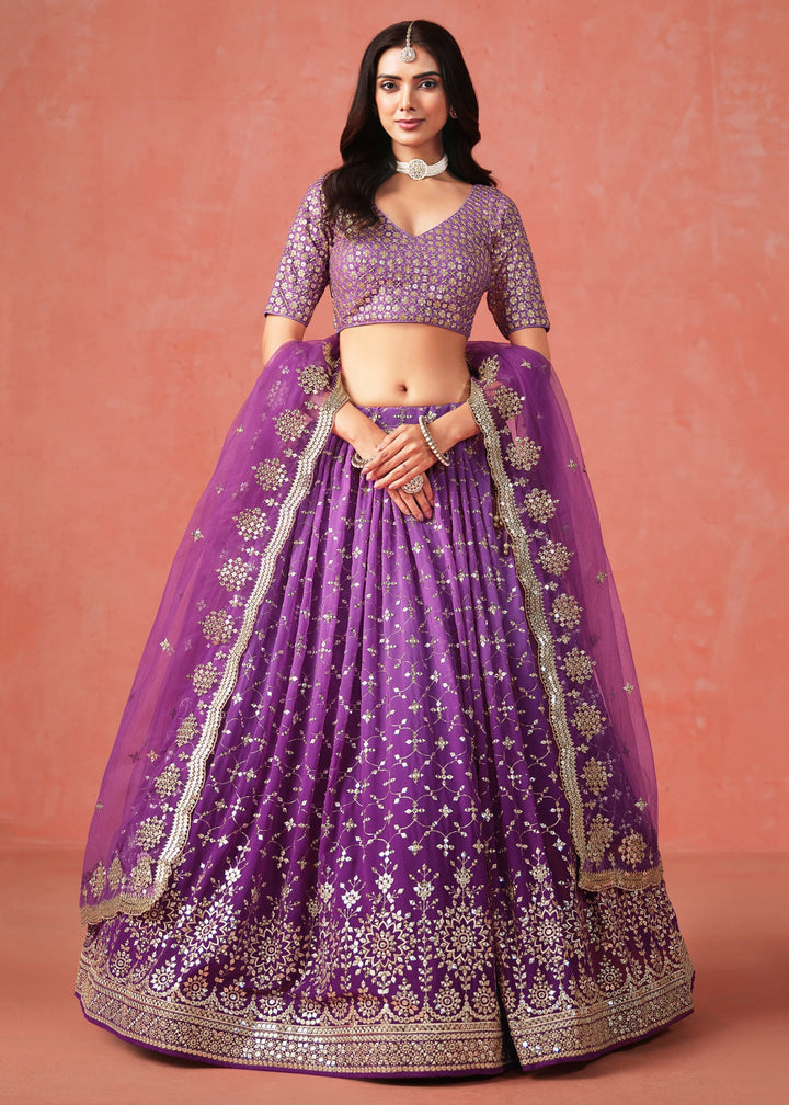 Purple Georgette Lehenga Choli