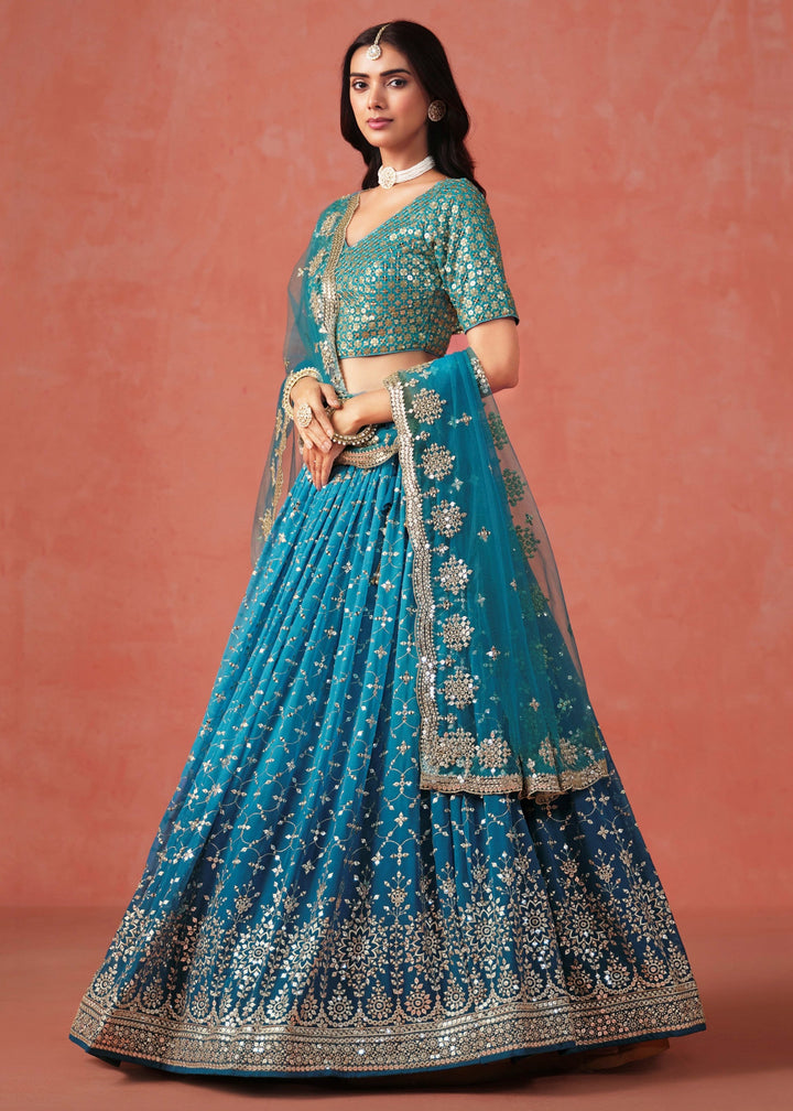 Rama Blue Georgette Lehenga Choli