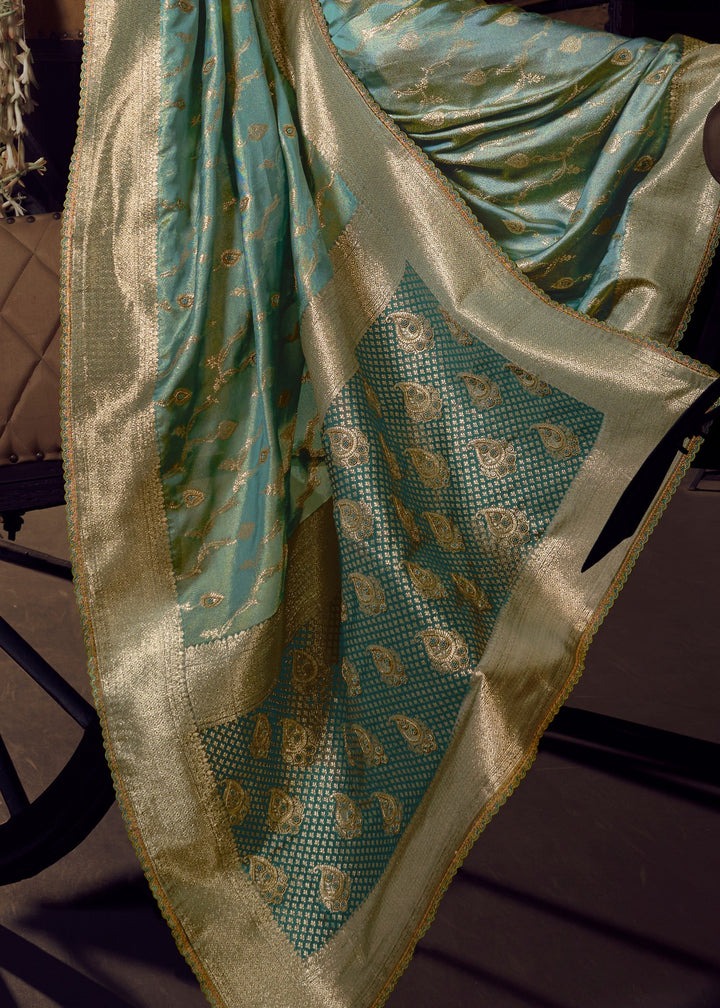Frost Blue Viscose Tissue Silk Saree