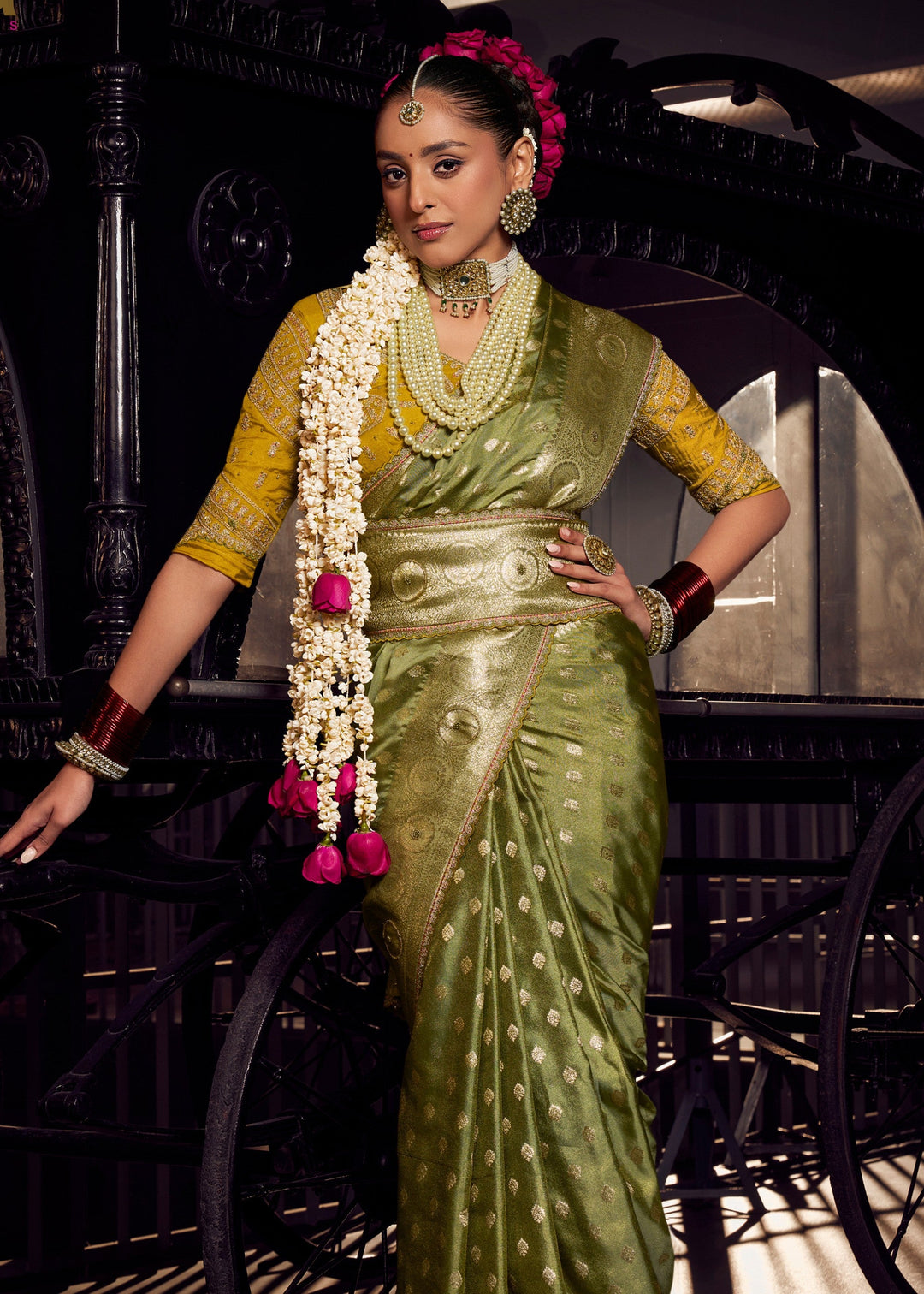 Green Viscose Tissue Silk Saree