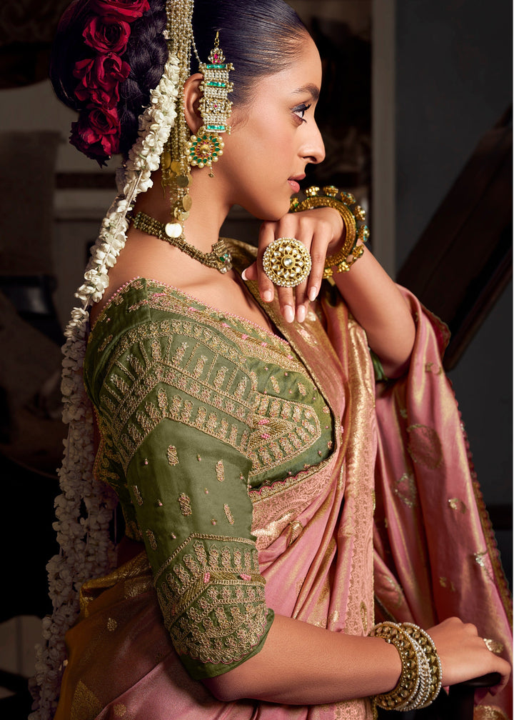 Shades of Pink Viscose Tissue Silk Saree