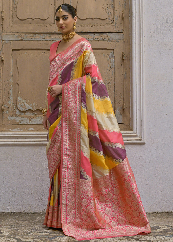Yellow Leriya Zari Woven Saree With Contrast Pallu