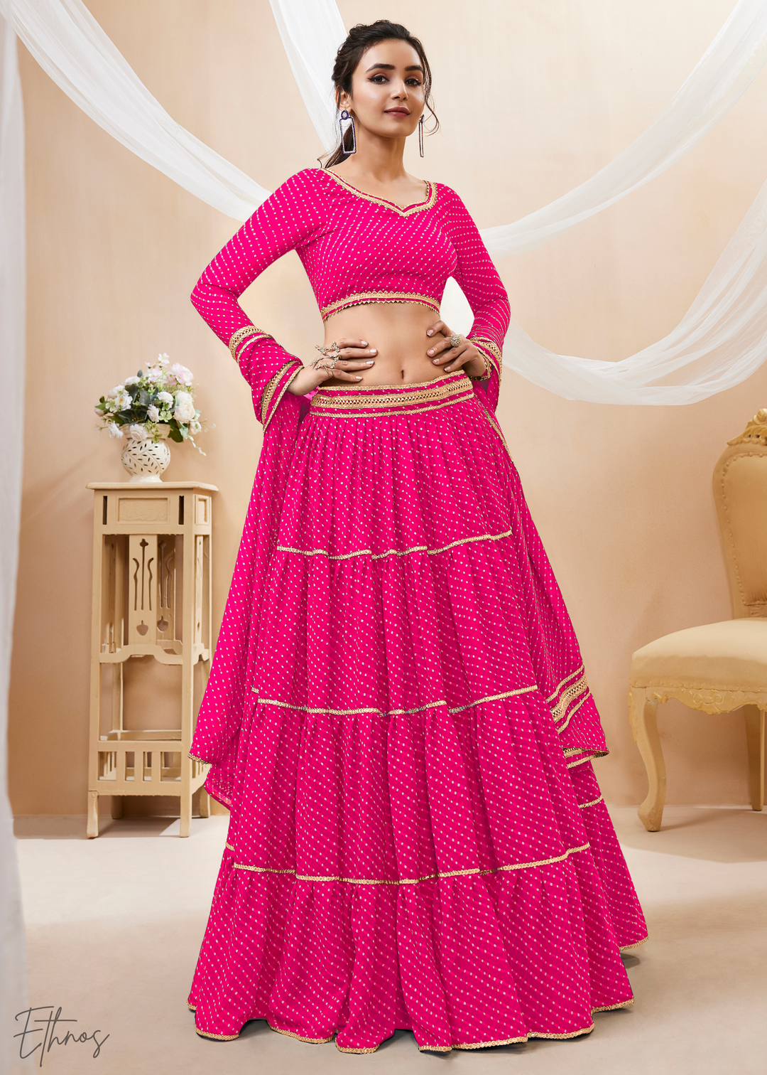 Fuchsia Pink Georgette Lehenga Choli