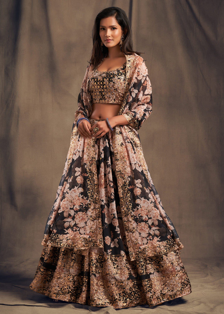 Black Organza Lehenga with Dupatta