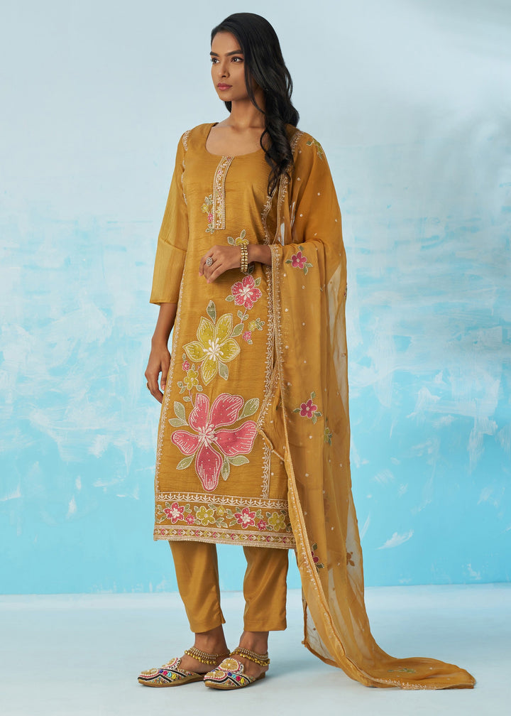 Mustard Yellow Salwar Suit With Dupatta