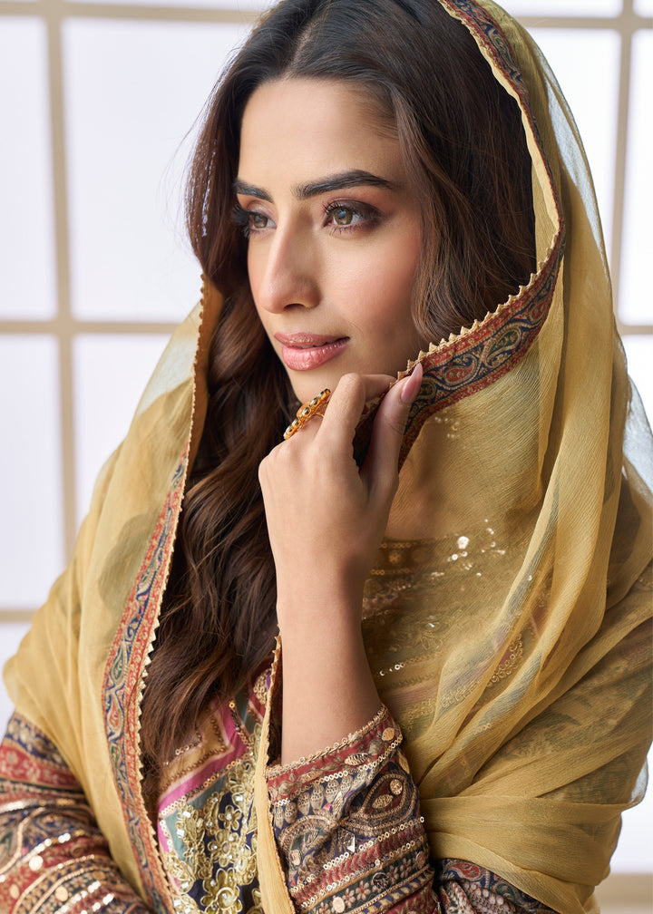 Warm Mustard Pure Viscose Natural Crepe Silk Salwar Suit