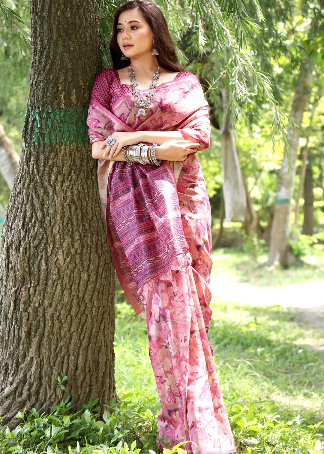 Rani Printed Cotton Silk Saree