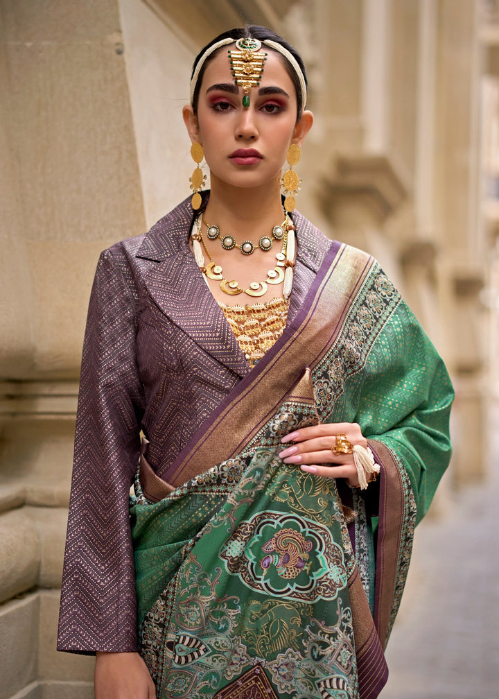 Jade Green Poly Viscose Silk Saree