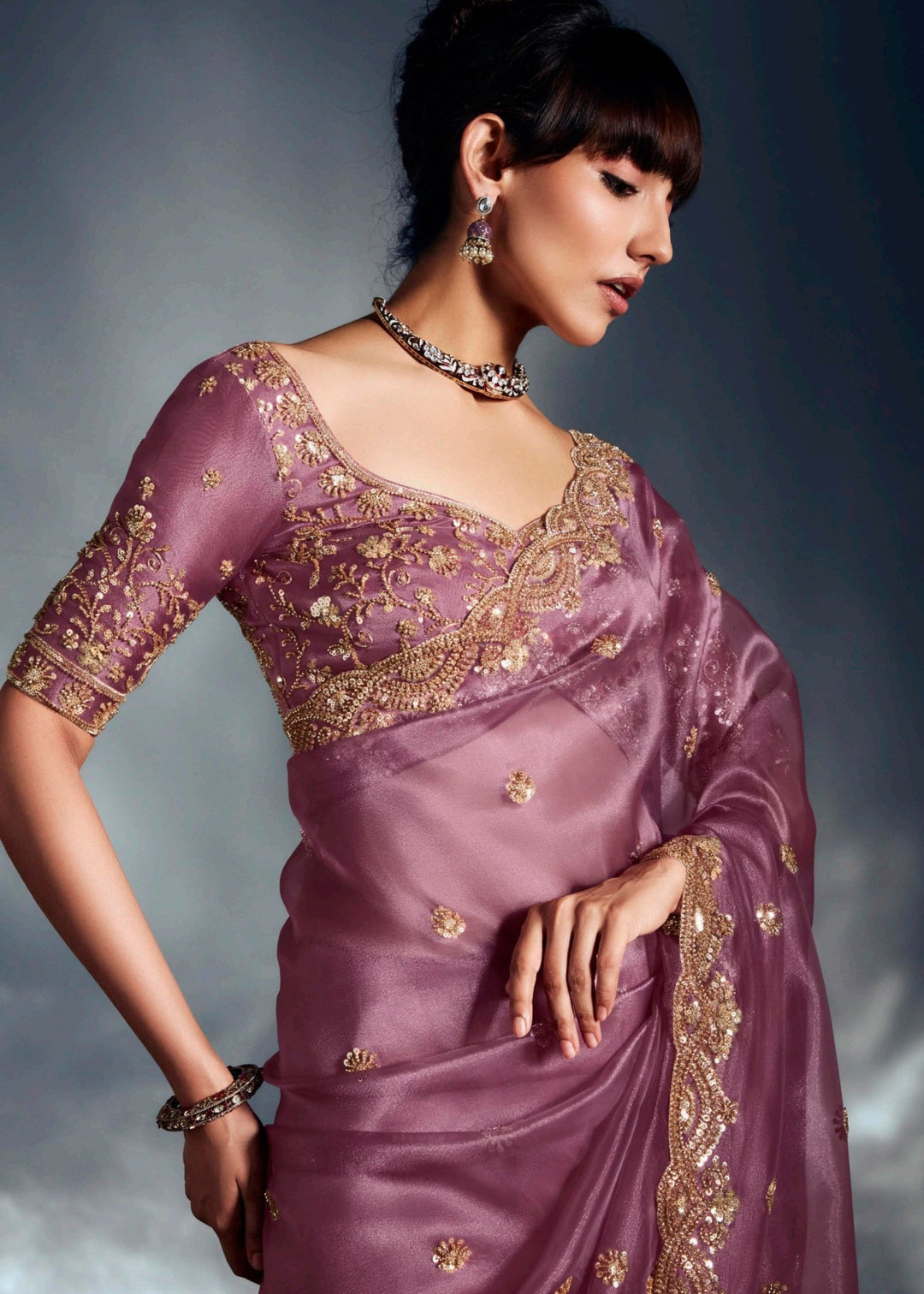Blush Pure Fancy Saree with Hand Worked Border