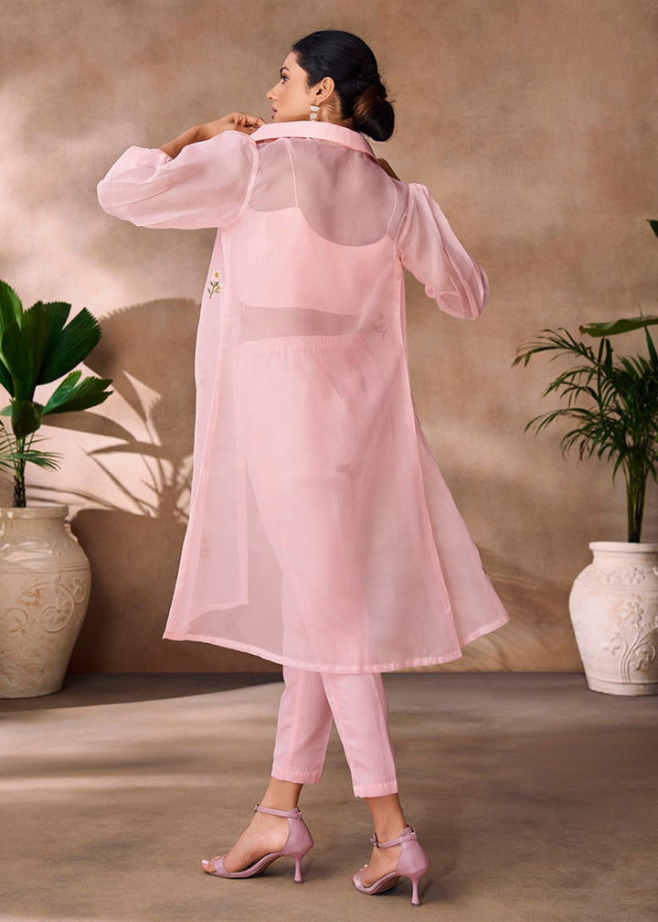 Peach Organza Handwork Co-ord Set