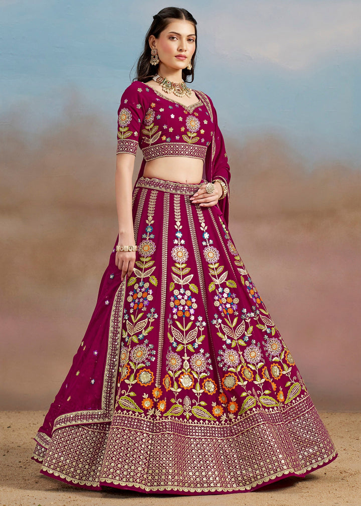 Pink Georgette Lehenga With Dupatta