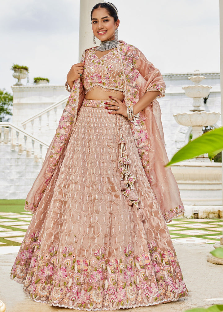 Nude Satin Silk Lehenga Choli