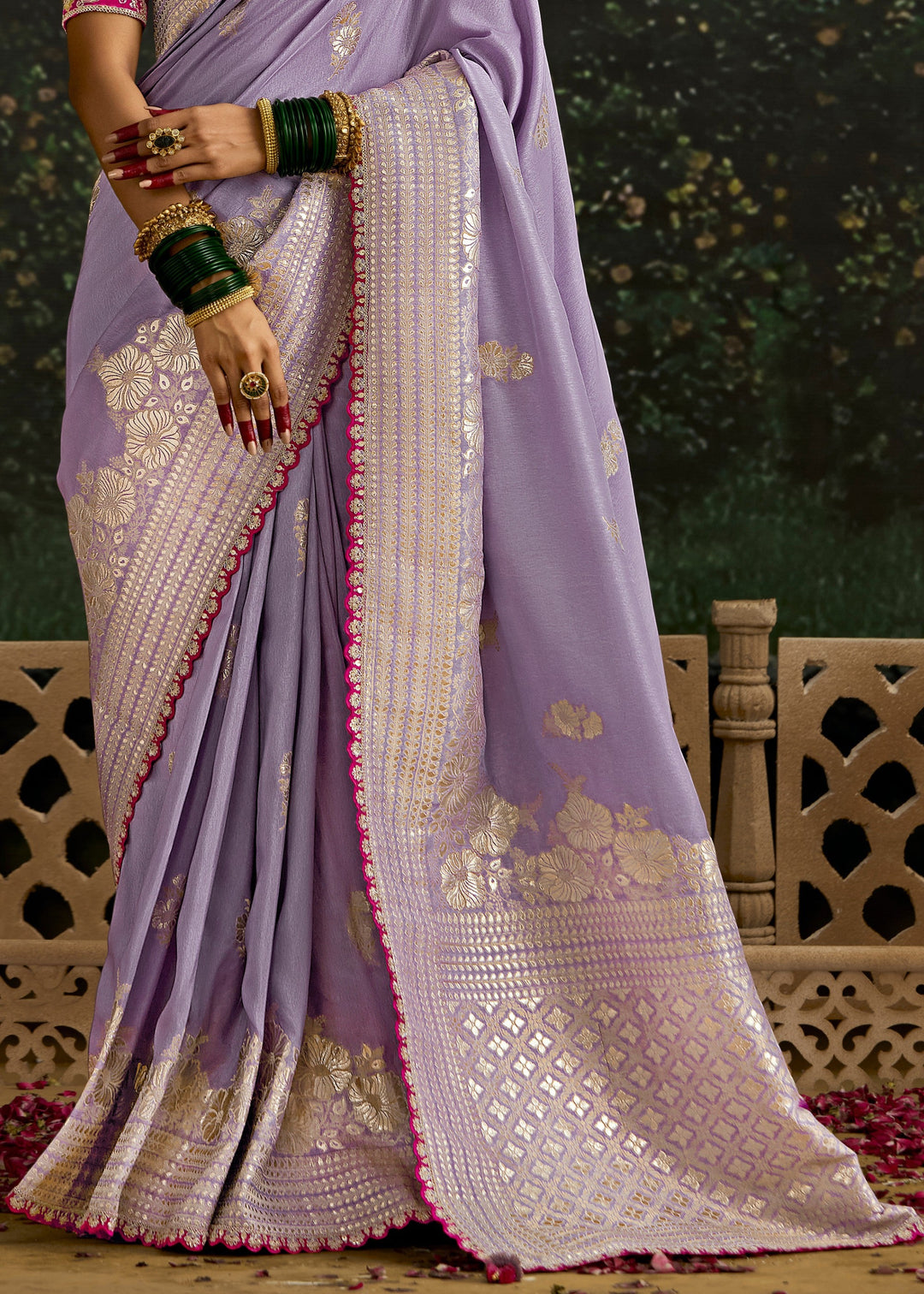 Lavender and Megenta Viscose silk Saree