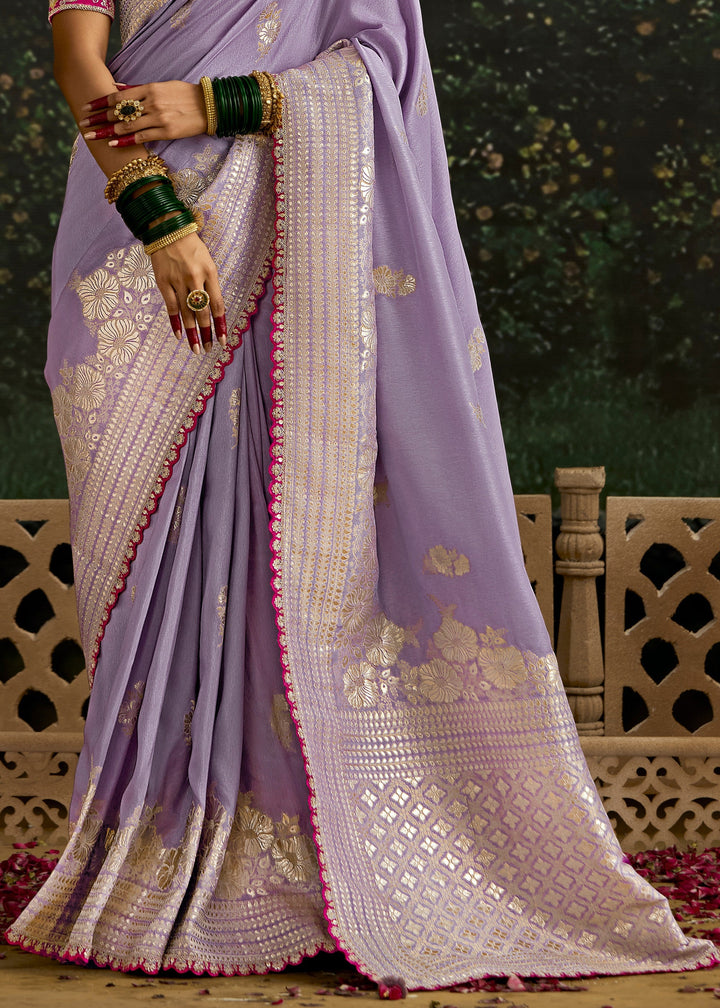 Lavender and Megenta Viscose silk Saree