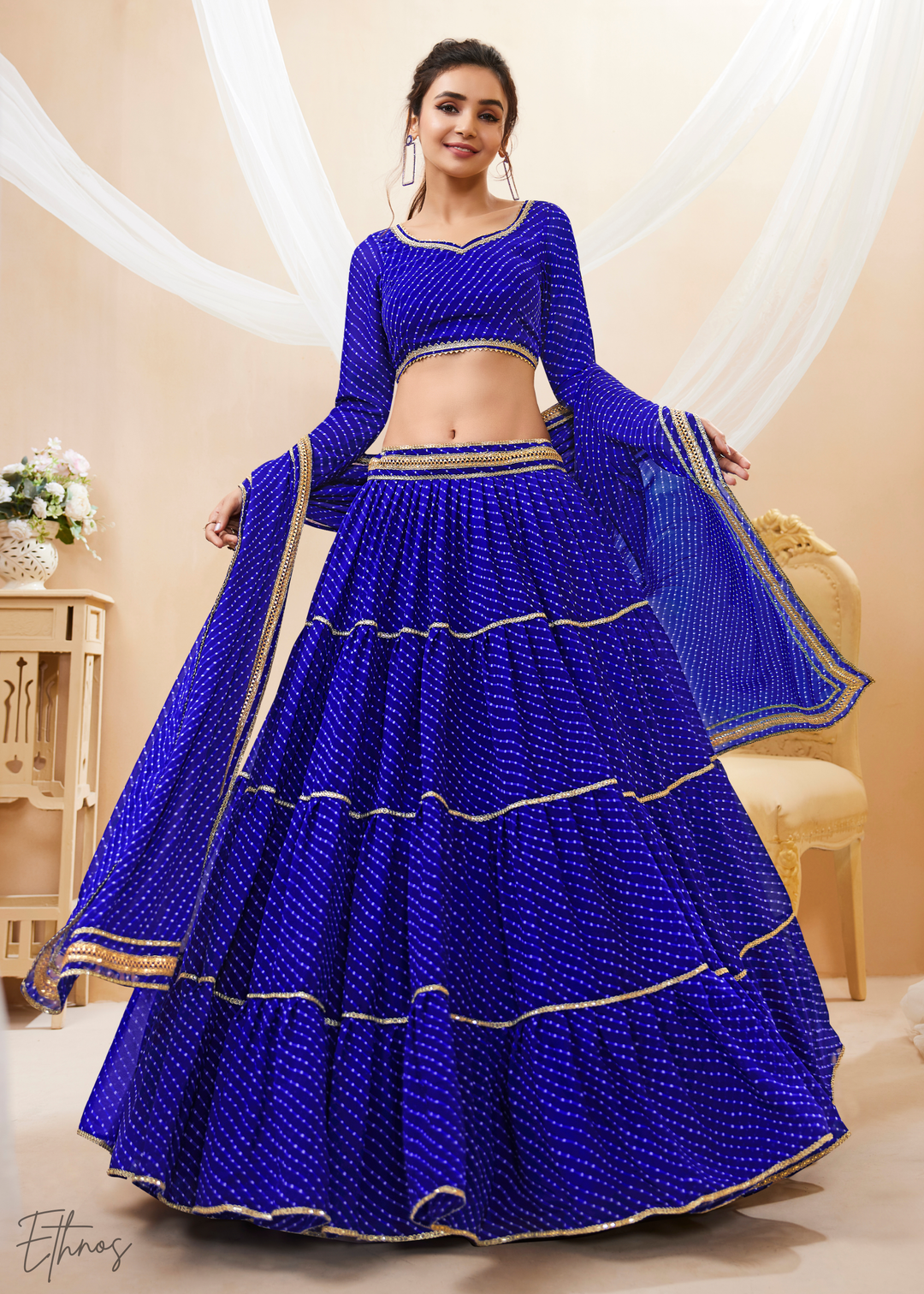 Moroccan Blue Georgette Lehenga Choli