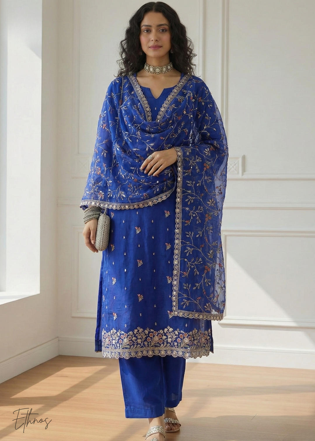 Royal Blue Organza Salwar Suit