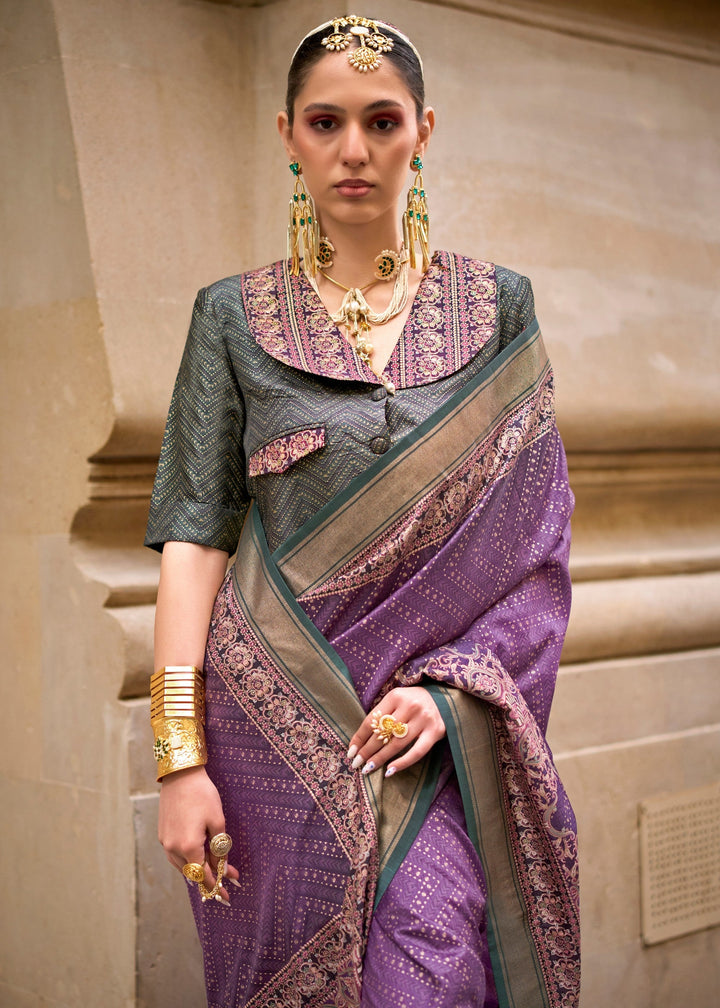 Purple Poly Viscose Silk Saree